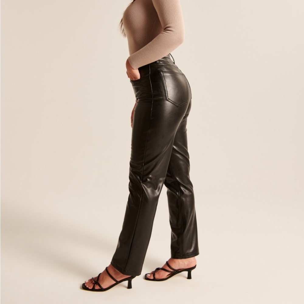 Abercrombie and Fitch Curve Love 90’s Ultra High Rise Straight Leather Pants